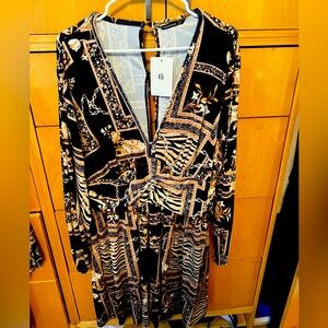 Black & Gold Party Dress - Plus Size 16US